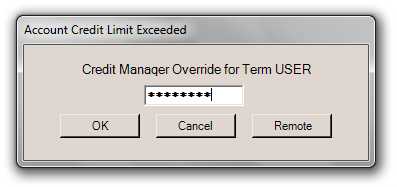 Credit Override Prompt (Point of Sale)