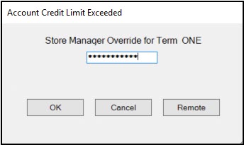 Credit Override Prompt (Point of Sale)