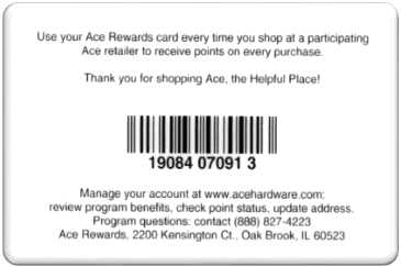 ACE Rewards Card (Back)
