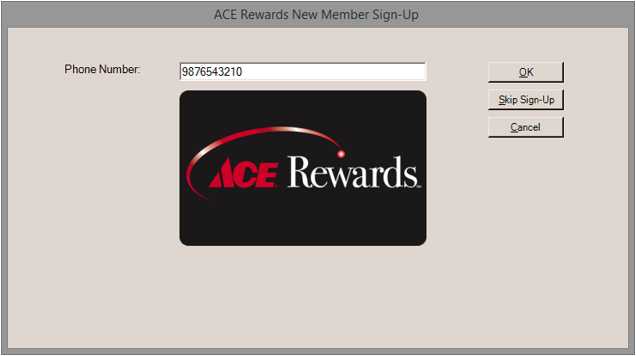 ACE Rewards New Member Sign-Up