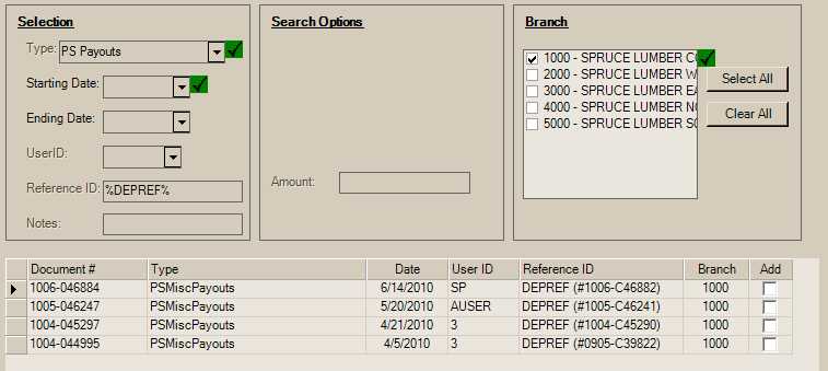 Document Selection for Deposit Refund Payouts