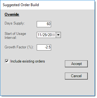 Order Entry: Build (F7) Function Overrides