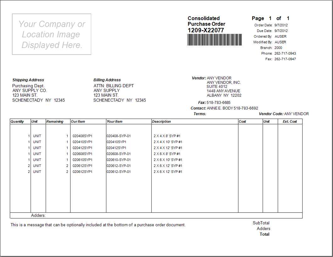 PO Purchase Orders: No Cost