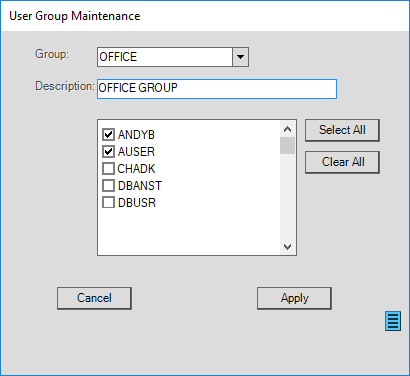 User Group Maintenance