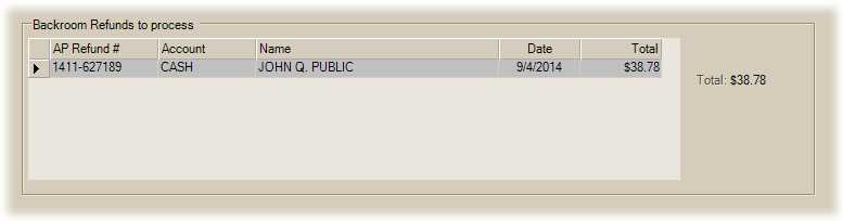 Backroom (AP) Refunds to Process