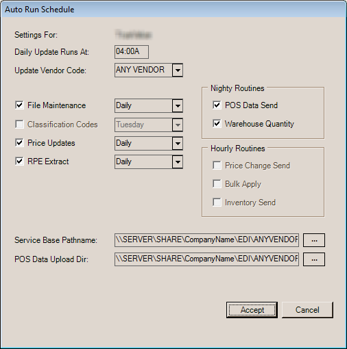 Main Menu > Maintenance > Database > Branches, EDI, Automation (Context Menu)