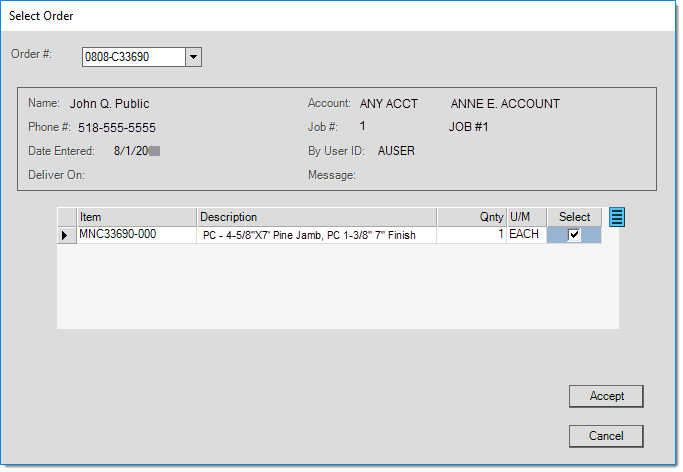 Manufacturing: Select Order Non-stock