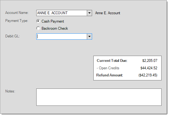 Main Menu > Point of Sale > Payouts, Refund Acct Balance