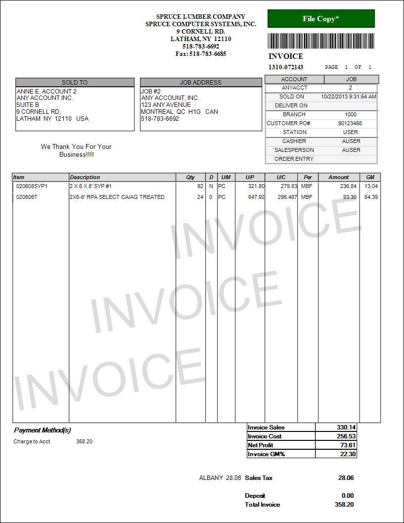 PS Invoice Contract Document Style