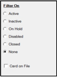 Filter On: Customer Status Filter On: Customer Status
