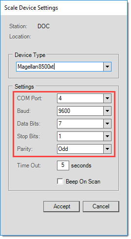 Scale Device Settings