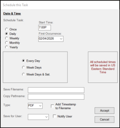 Schedule Task (Daily)