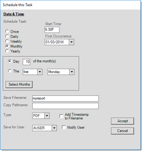 Schedule Task (Day of Month)