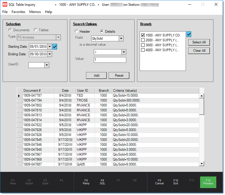 SQL Table Inquiry