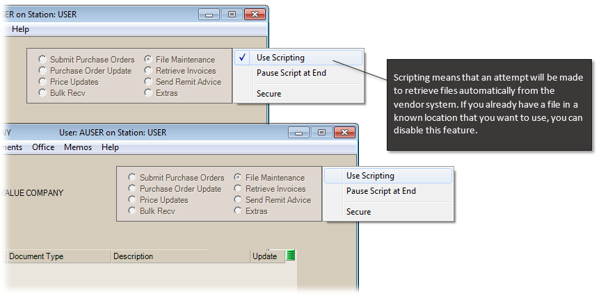 Main Menu > Purchasing > Vendor EDI