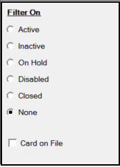 Filter On: Customer Status