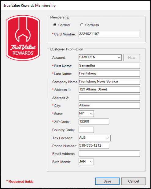True Value Rewards Membership (Enrollment) True Value Rewards Membership (Enrollment)
