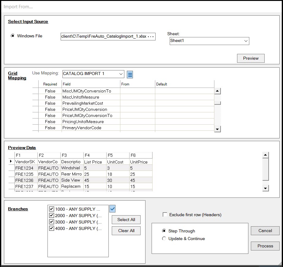 Main Menu > Inventory (and other areas) > Database > Item, Import (F2)