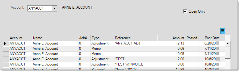 Main Menu > Receivables > Utilities > Open Credits