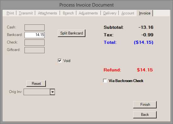 Main Menu > Point of Sale > Sales, Process (F12), Invoice Tab