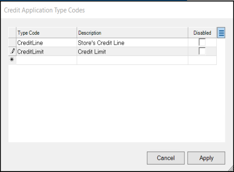 Receivables_Credit_Application_TypeCodes