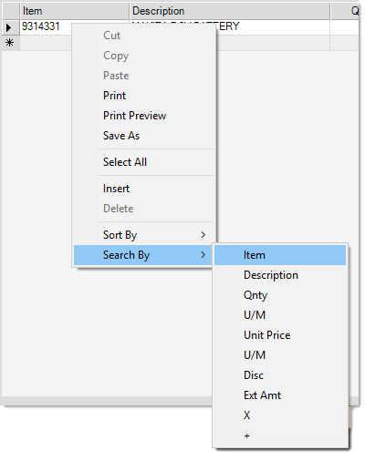 Search Data Grid