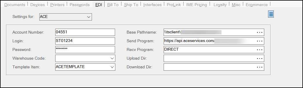 Main Menu > Maintenance > Database > Branches, EDI