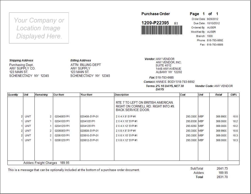 PO Purchase Orders: PO Margin Style