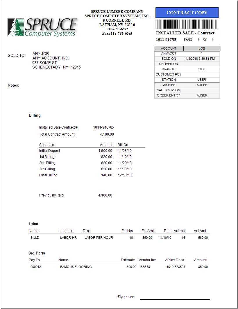 Point of Sale Installed Sale: Contract Style