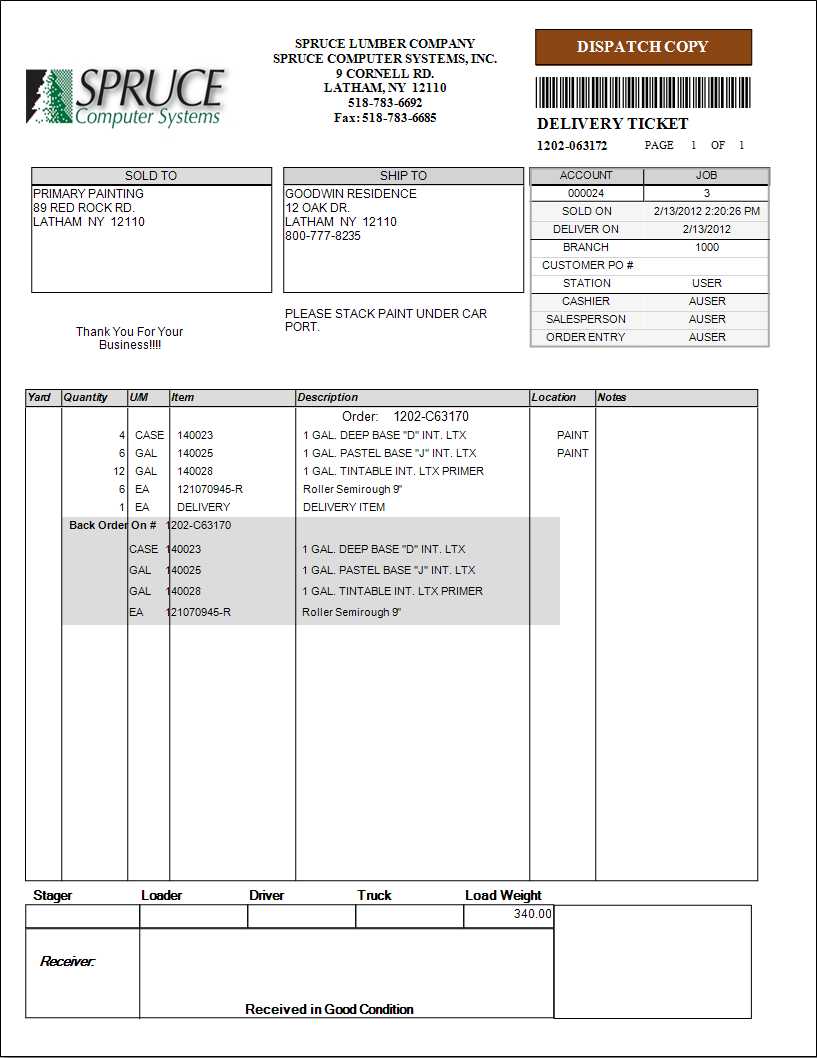 PS Invoices: Delivery Ticket Format