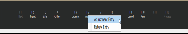 Main Menu > Purchasing > Order Entry or Receipts > Adjust (F6)
