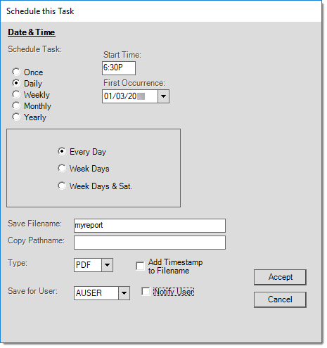 Schedule Task (Daily)