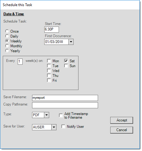 Schedule Task (Weekly)