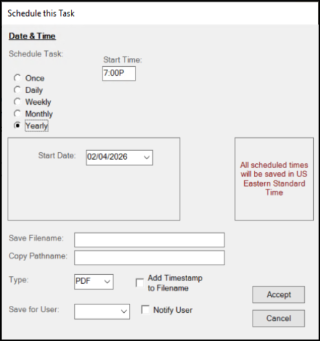 Schedule Task (Yearly)