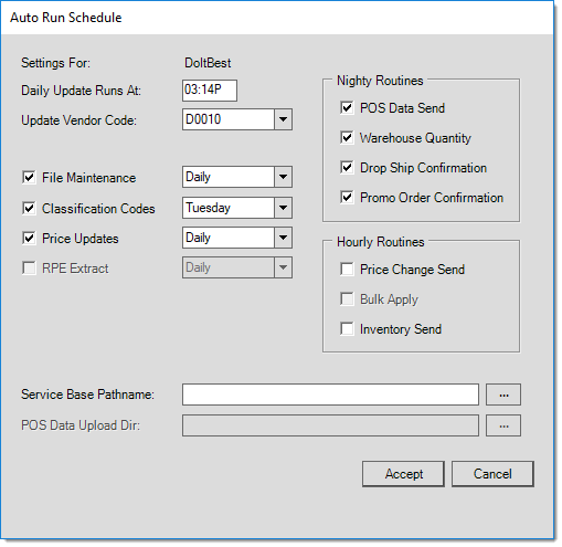 Main Menu > Maintenance > Database > Branches, EDI, Automation (Menu Marker)