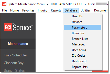 Maintenance_Database_Parameters_Menu