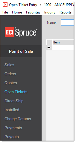 Point of Sale Menu: Open Tickets (US-CAN)