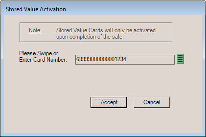 Stored Value Activation (Card Entry)