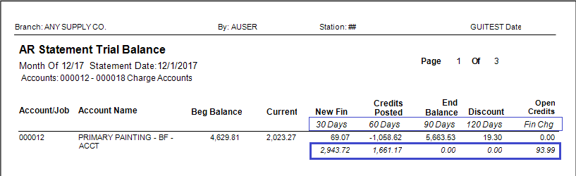 Main Menu > Receivables > Reports > Trial Balance