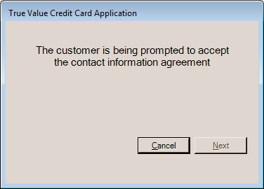 The customer is being prompted to accept  the contact information agreement