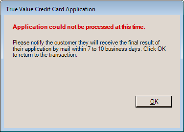 True Value Credit Card Application
