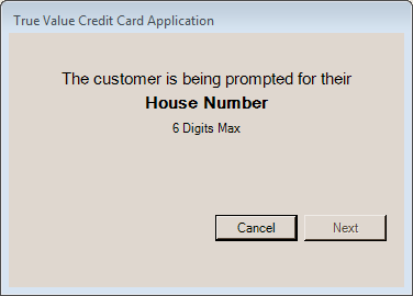 The customer is being prompted for their House Number