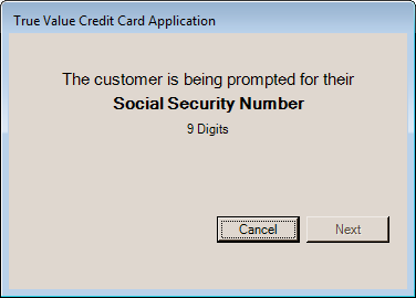 The customer is being prompted for their Social Security Number